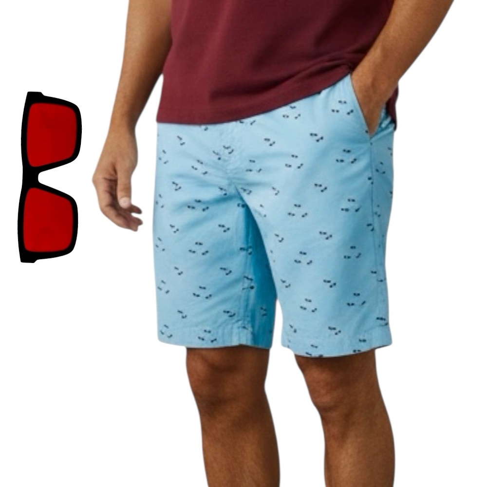 Savane Golf Men’s Shorts Blue Red Sunglasses Print All Over Flat Front